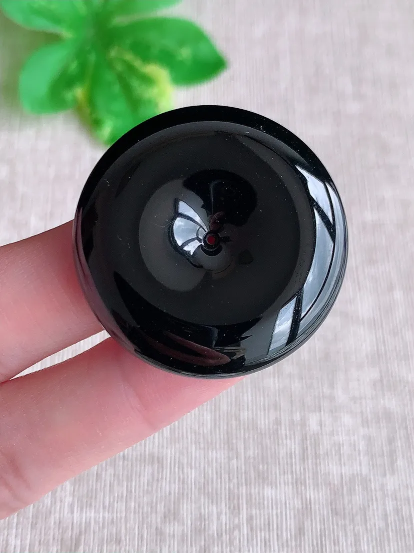 天然A货翡翠墨翠平安扣吊坠 打灯全透尺寸33.3×7m量17.73g 0715