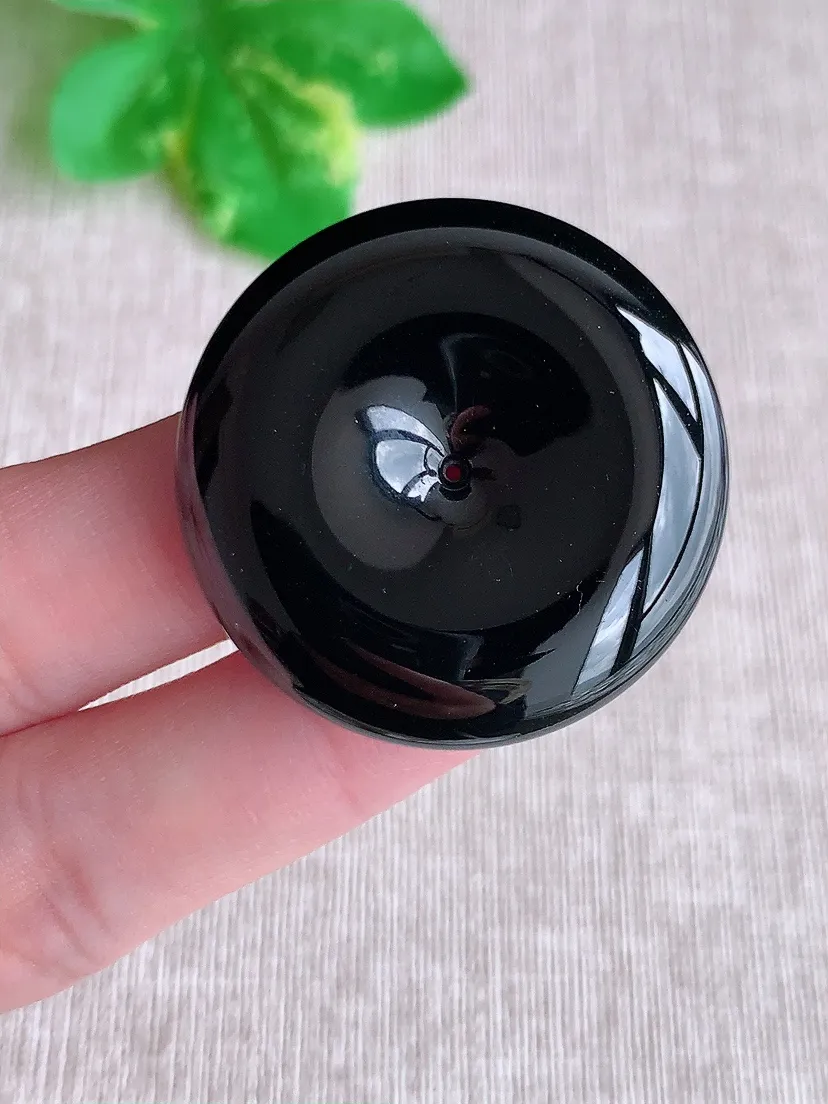 天然A货翡翠墨翠平安扣吊坠 打灯全透尺寸33.3×7m量17.73g 0715
