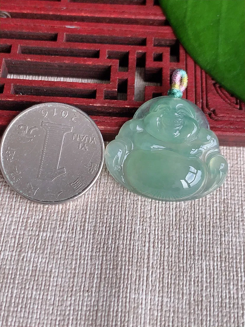 天然A货翡翠晴水佛公吊坠尺寸25.5×29×5m量6.00g 0717