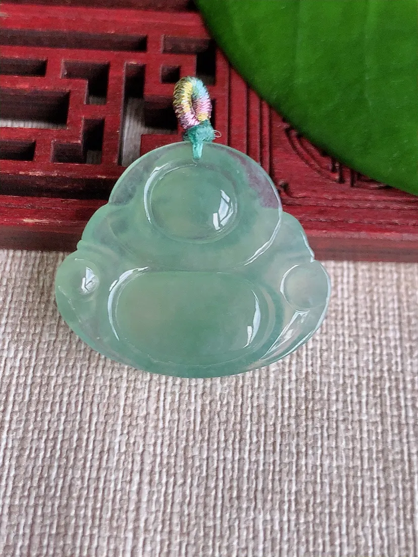 天然A货翡翠晴水佛公吊坠尺寸25.5×29×5m量6.00g 0717