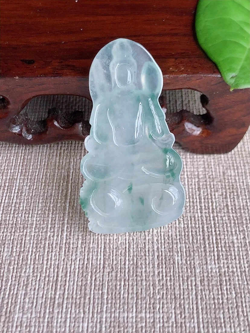 天然A货翡翠飘花文殊菩萨吊坠尺寸40.4×22×4.2m量7.06g 0718