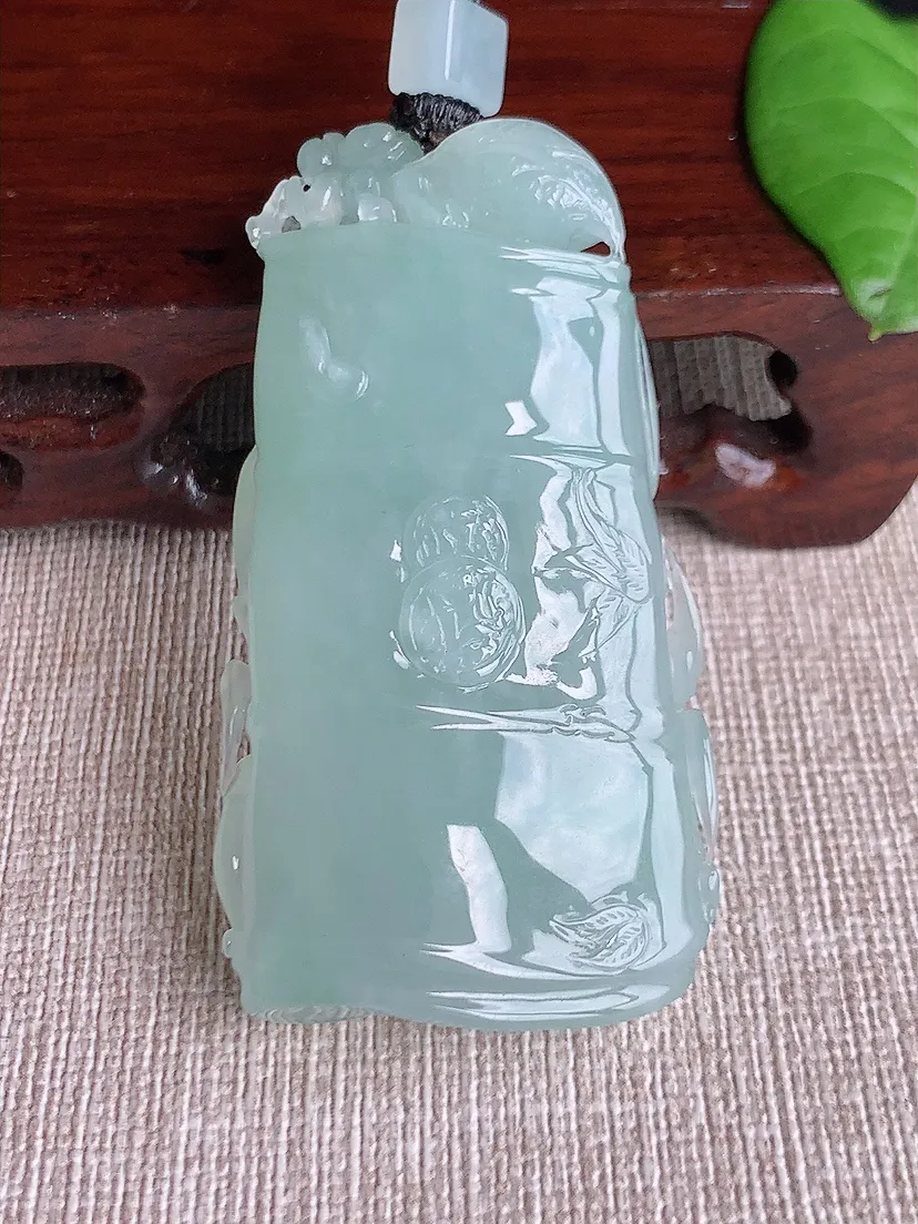 天然A货翡翠晴水竹节节节吊坠尺寸55.4×30.5×10m量40.00g 0718