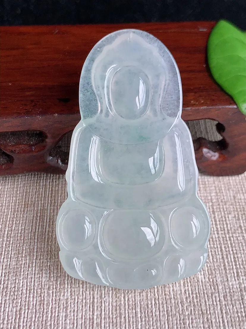 天然A货翡翠正装观音吊坠尺寸59.2×34.5×5.7m量19.54g 0718