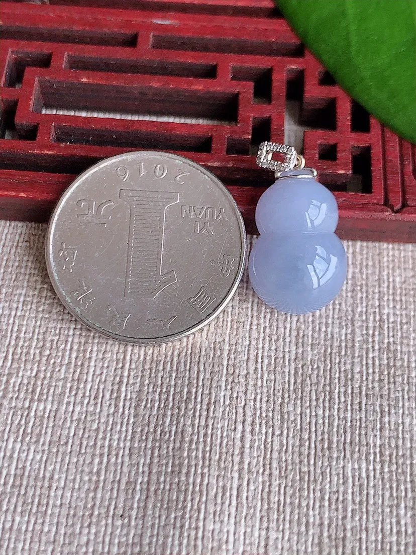 天然A货翡翠18K紫罗兰葫芦吊坠尺寸23.2×17.7×12×7.5m量3.28g 0719