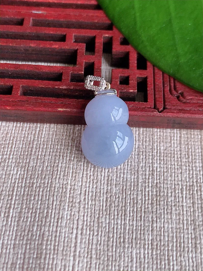 天然A货翡翠18K紫罗兰葫芦吊坠尺寸23.2×17.7×12×7.5m量3.28g 0719