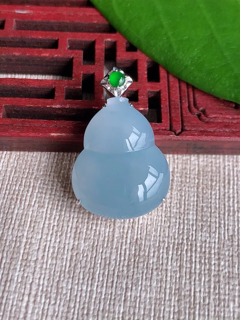 天然A货翡翠18K紫罗兰葫芦吊坠尺寸27.5×21×17×8m量5.72g 0720