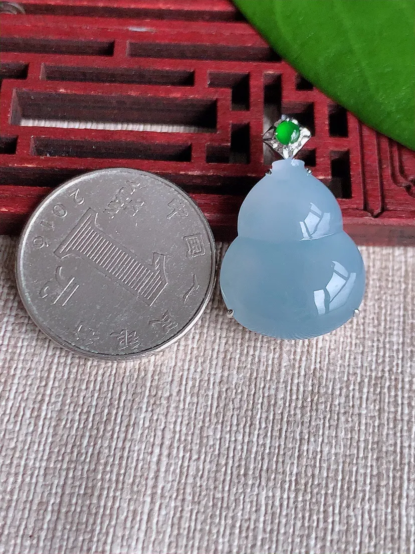 天然A货翡翠18K紫罗兰葫芦吊坠尺寸27.5×21×17×8m量5.72g 0720
