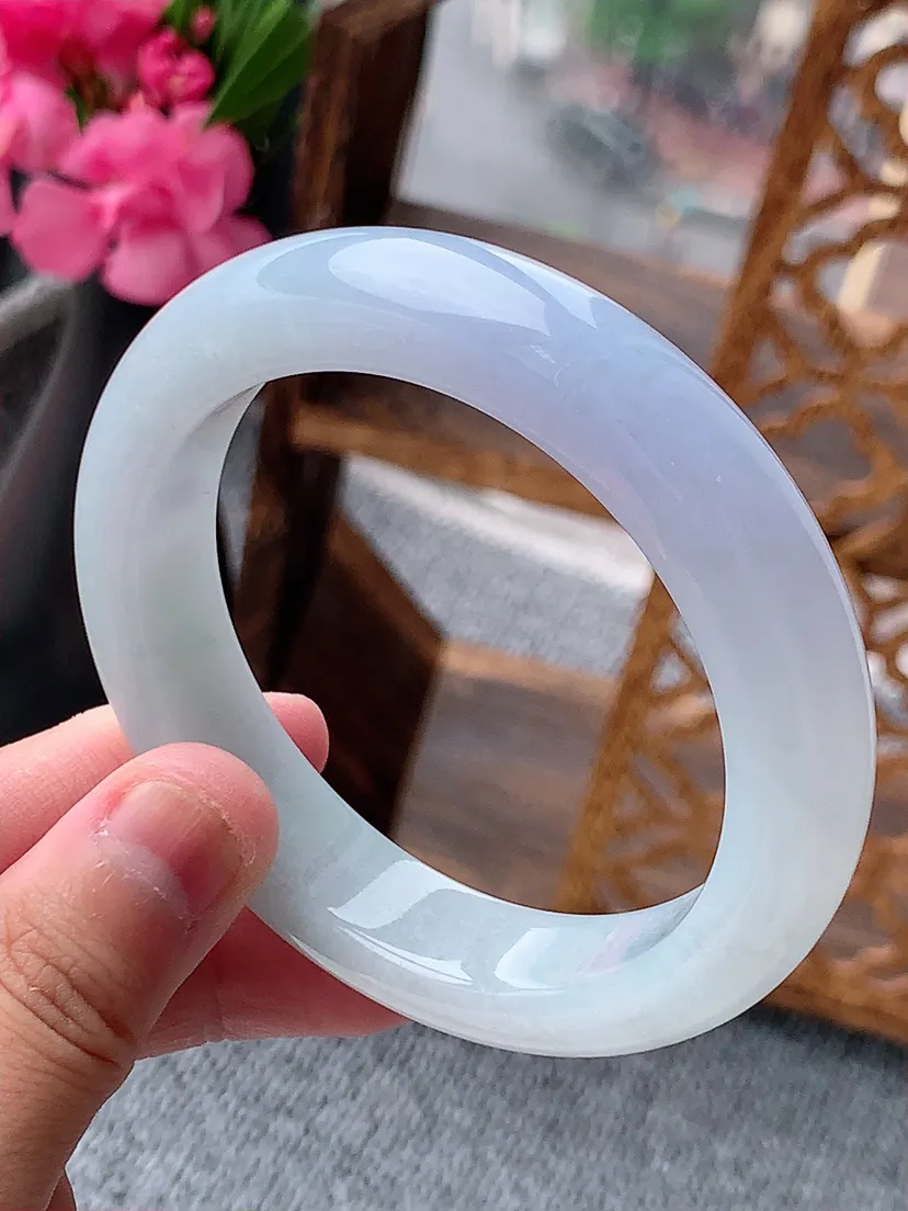 天然A货翡翠紫罗兰厚装正装正圈手镯56-57圈口尺寸56.5×12.8×9.5mm 重量71.55g
