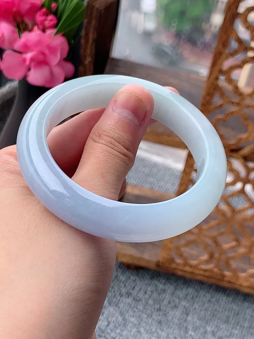 天然A货翡翠紫罗兰厚装正装正圈手镯56-57圈口尺寸56.5×12.8×9.5mm 重量71.55g 0722