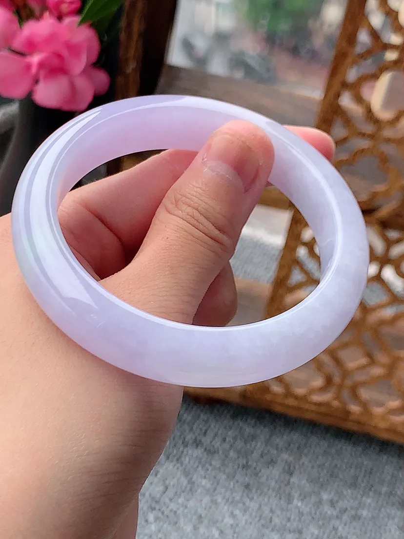 天然A货翡翠紫罗兰正装正圈手镯57-58圈口尺寸57.8×13×8.6mm 重量66.18g 0722