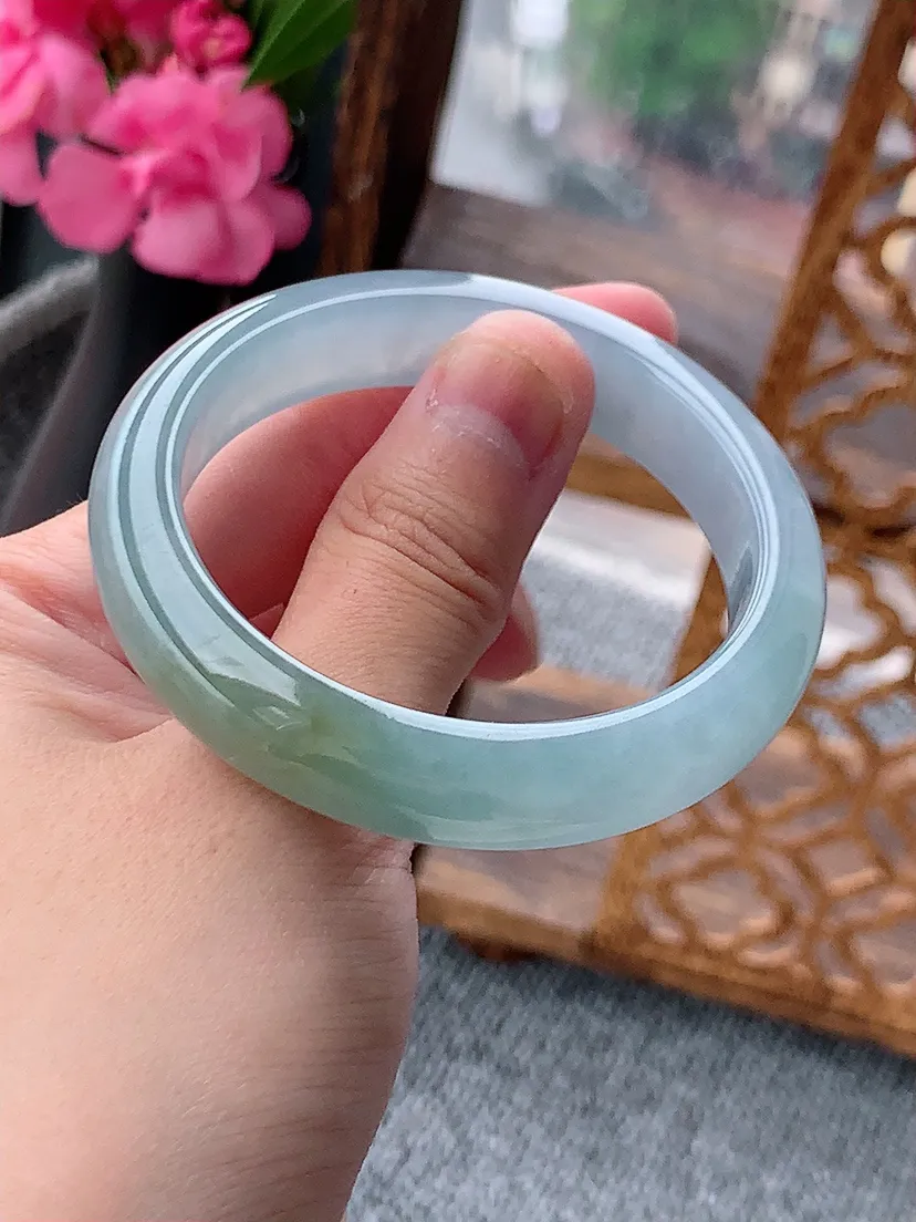 天然A货翡翠紫罗兰飘黄翡正装正圈手镯51-52小圈口 尺寸51×11.6×7.4mm 重量46.05g 0722