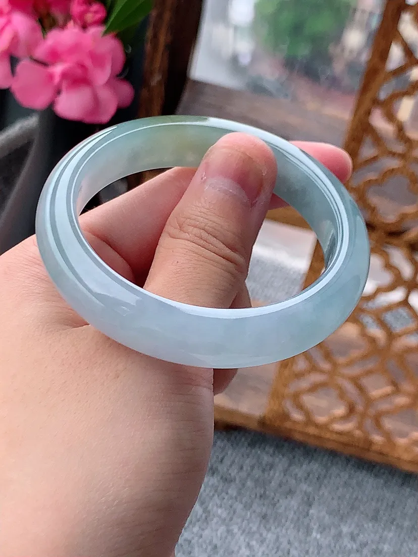 天然A货翡翠紫罗兰飘黄翡正装正圈手镯51-52小圈口 尺寸51×11.6×7.4mm 重量46.05g 0722