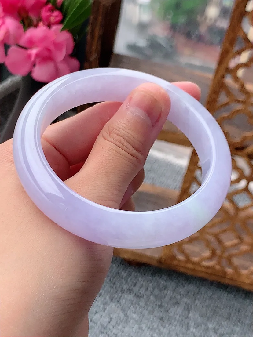 天然A货翡翠紫罗兰正装正圈手镯57-58圈口尺寸57.8×13×8.6mm 重量66.18g 0722