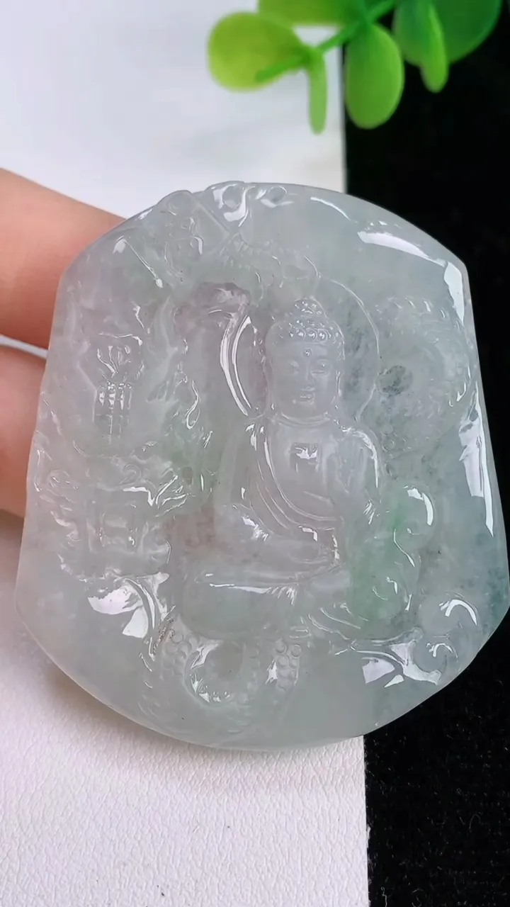 天然A货翡翠祥龙阿弥陀佛吊坠，尺寸55-48-5.2，重:29.49g
7月24日