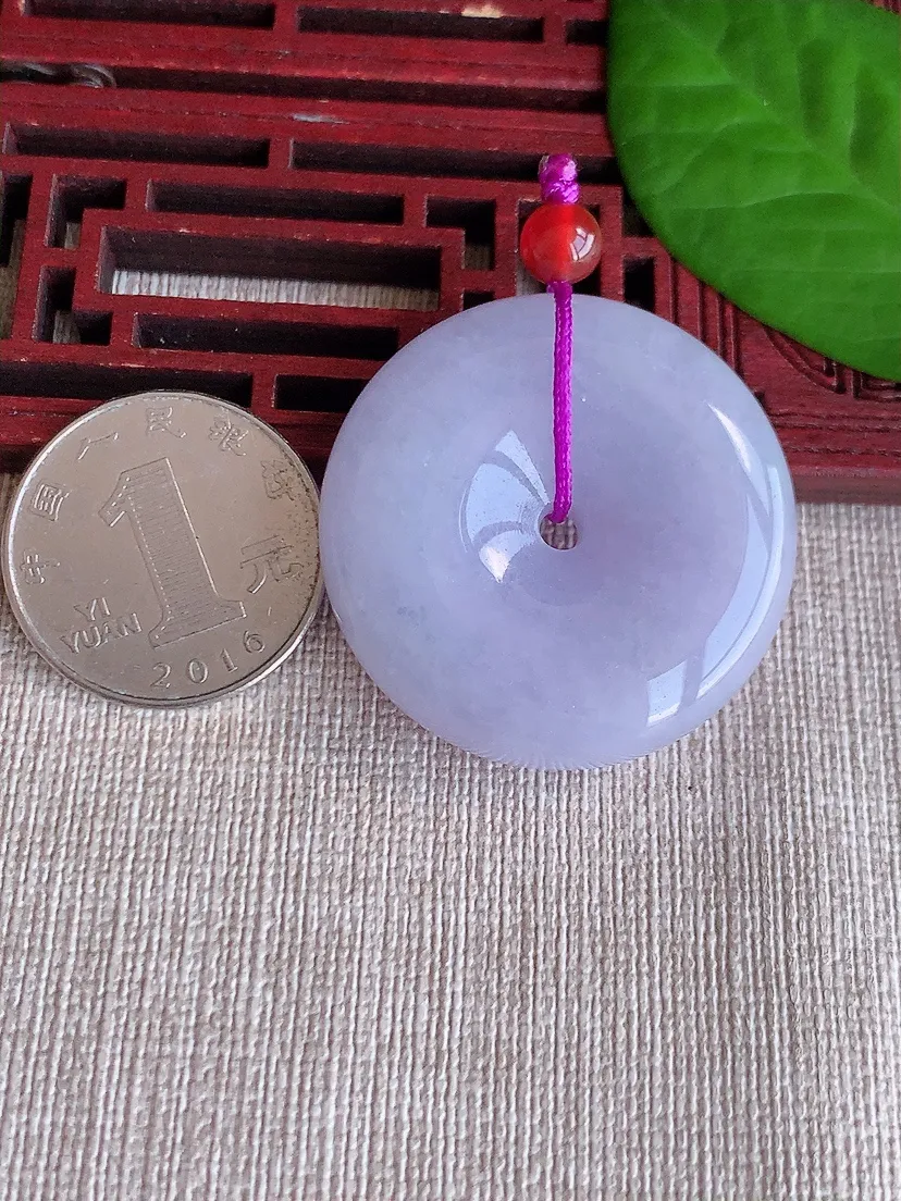 天然A货翡翠紫罗兰大平安扣吊坠尺寸35.7×11.3m量33.26g 0724