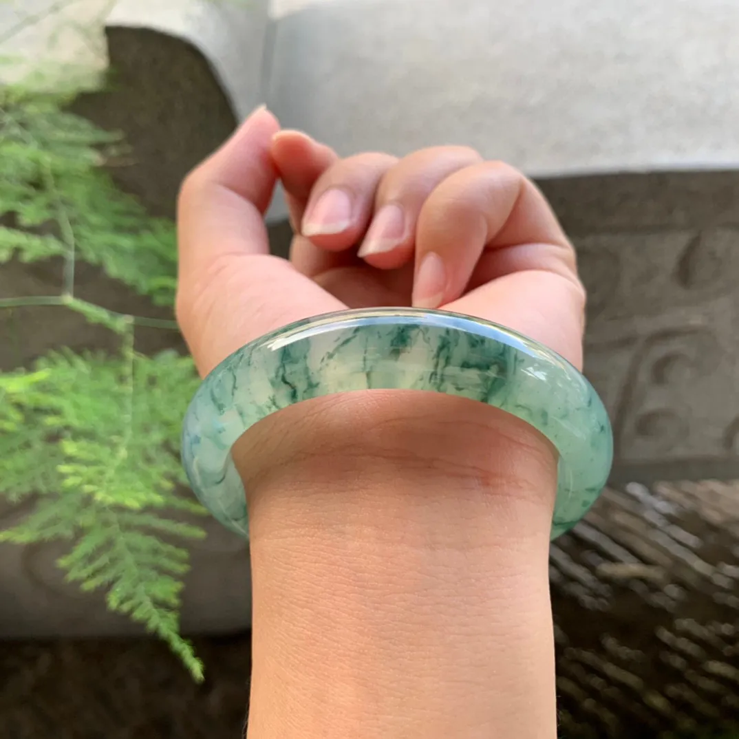 圈口57.9-13-8.2 【冰种飘花正圈手镯】正圈57 58可戴
