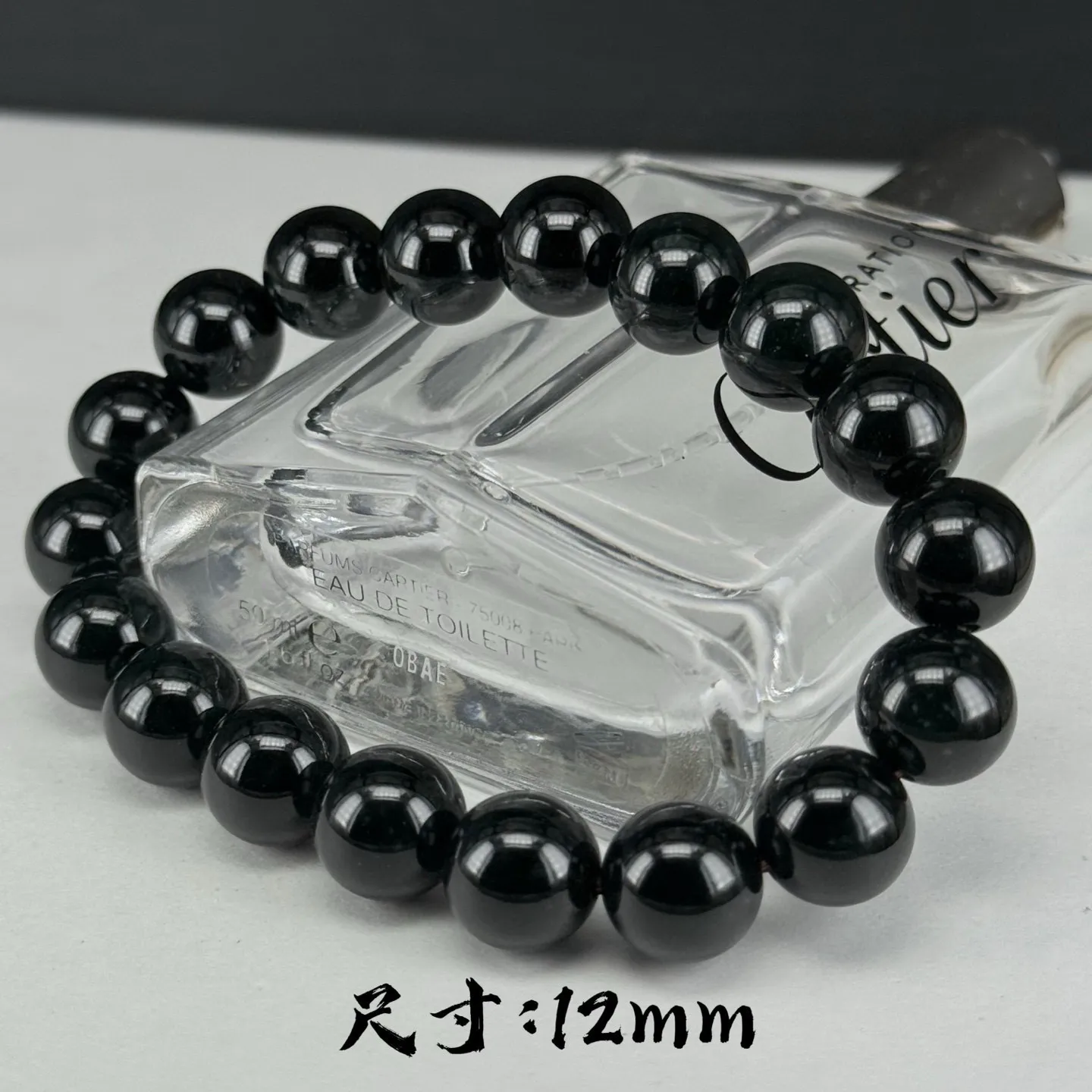 精品墨翠珠子手串 种好色正 黑度极好 打灯通透 油性十足 18颗