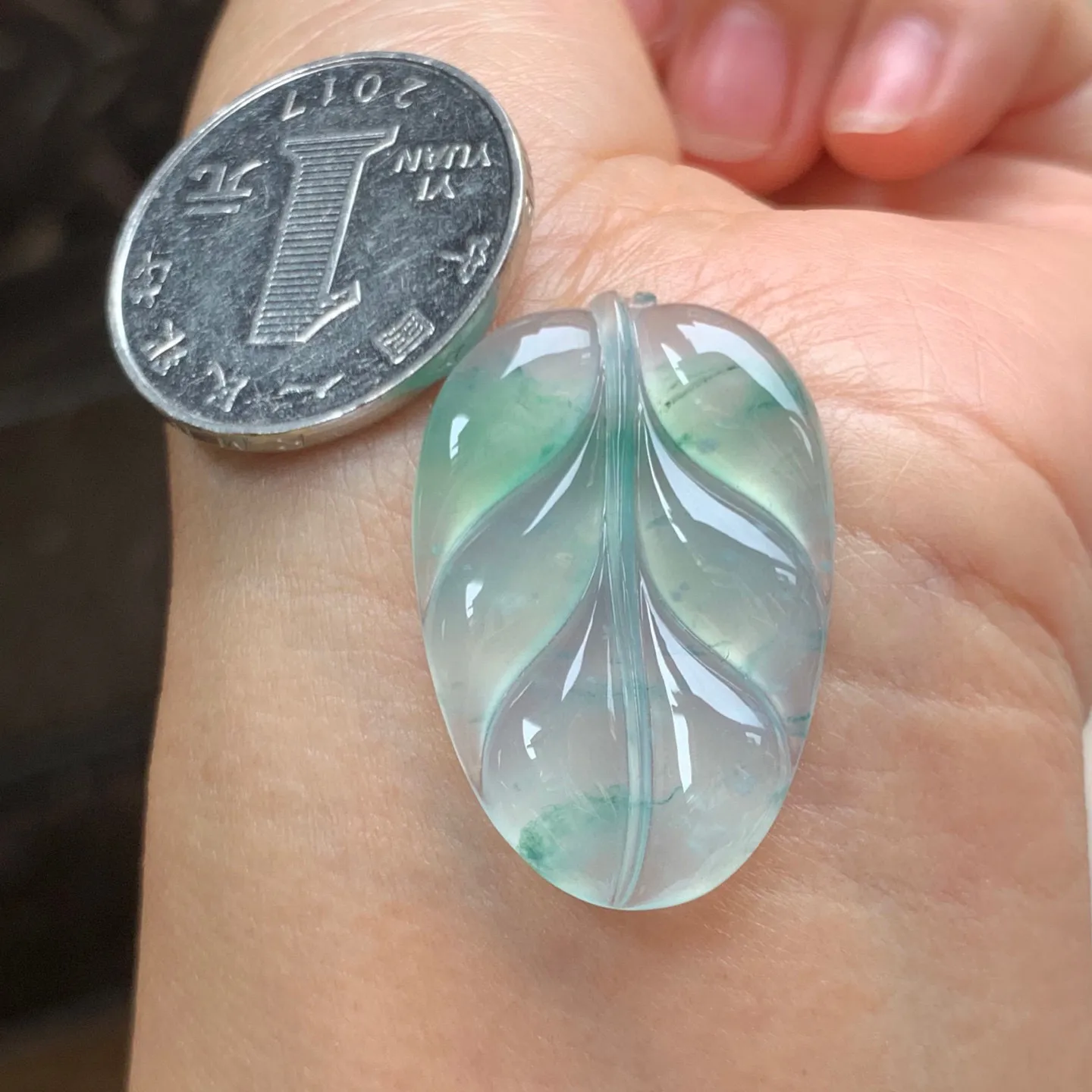 冰种绿花叶子 金枝玉叶