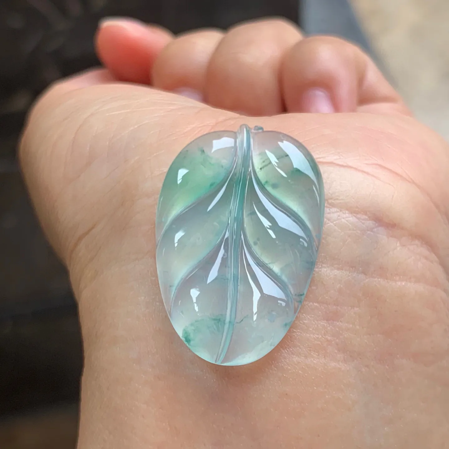 冰种绿花叶子 金枝玉叶