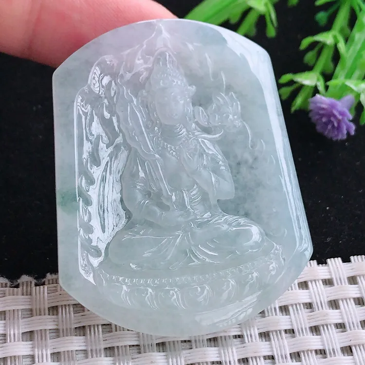 自然光50.7/40.9/2.5老坑秀气冰透虚空藏菩萨吊坠玉石玉坠挂件