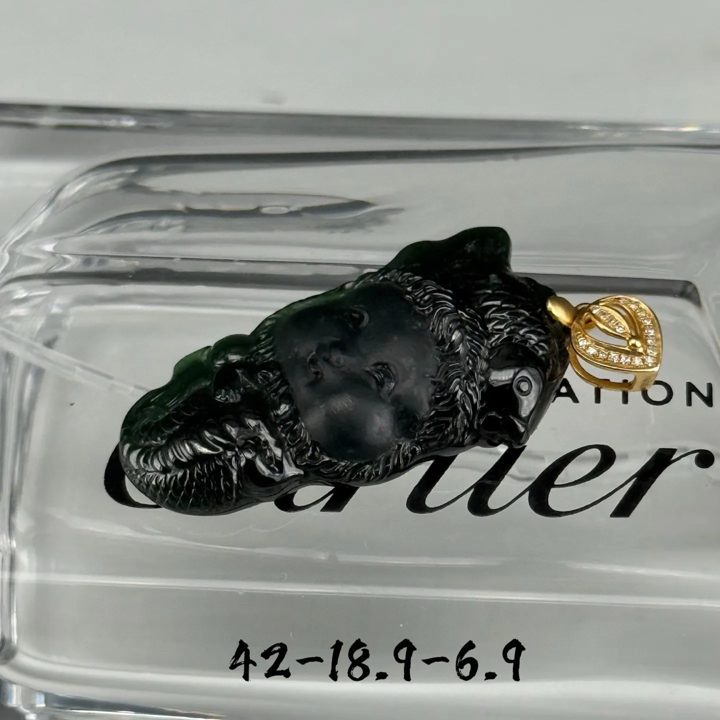 精品墨翠蛇女宝宝 种好色正 黑度极好 打灯通透 油性十足 尺寸42