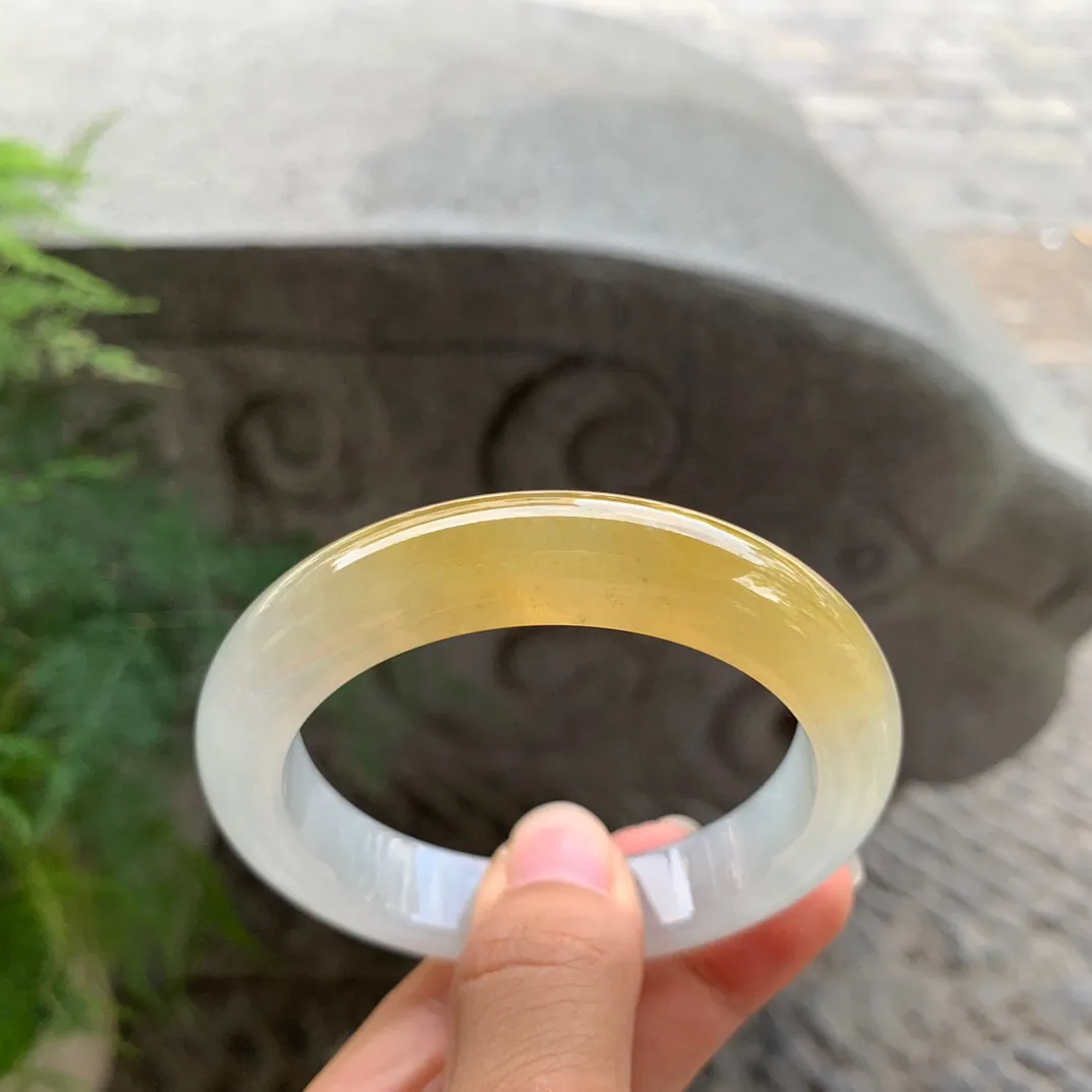 小圈口 53.6-11.9-12.1【冰黄翡正圈手镯】正圈53 54可戴