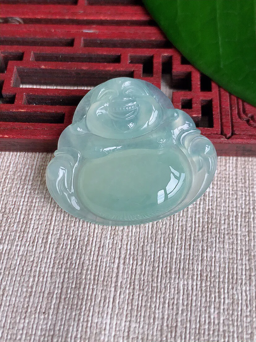 a货翡翠老坑冰种晴水佛公吊坠 尺寸31.5×35.7×6mm 重量11.66g 0701