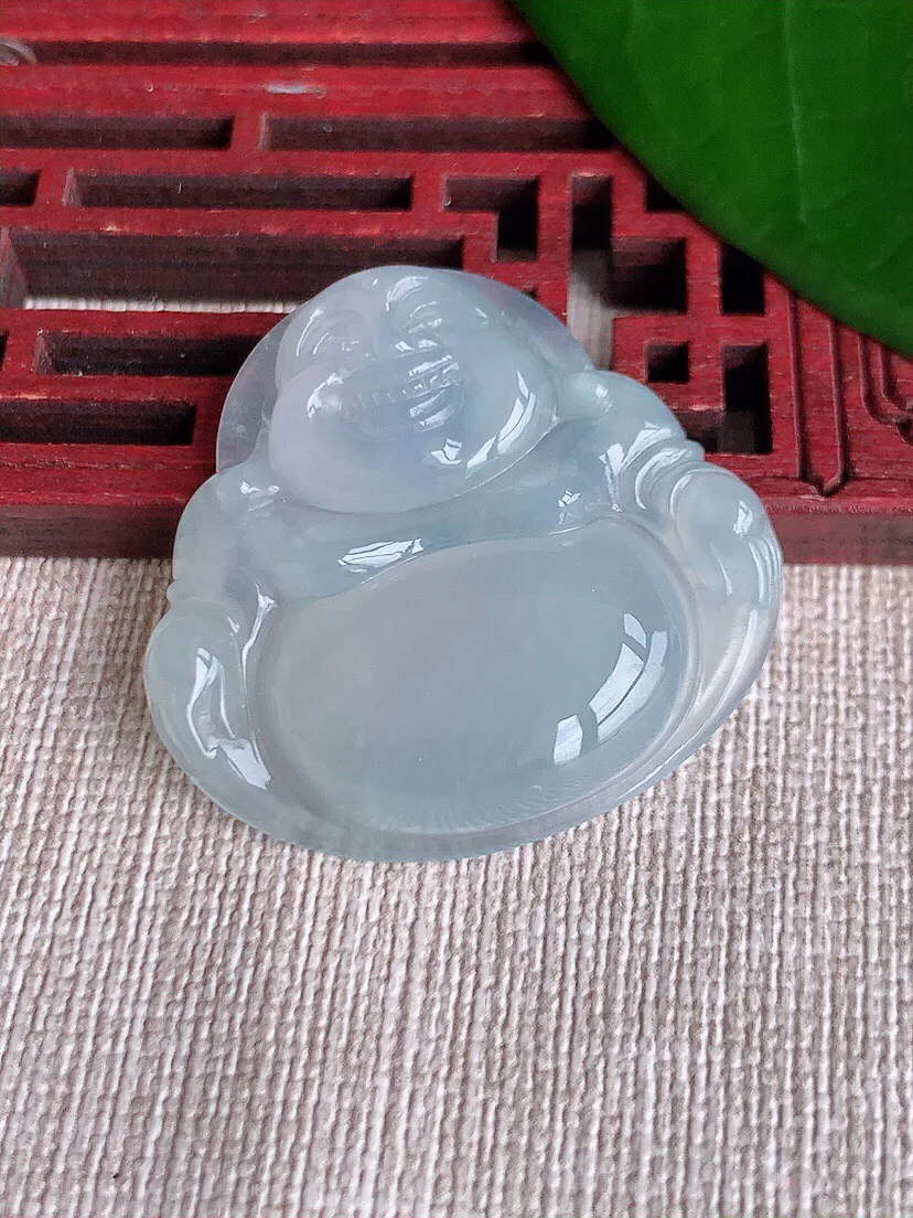 a货翡翠老坑冰种佛公吊坠，尺寸33×34.6×6mm 重量10.90g 0701