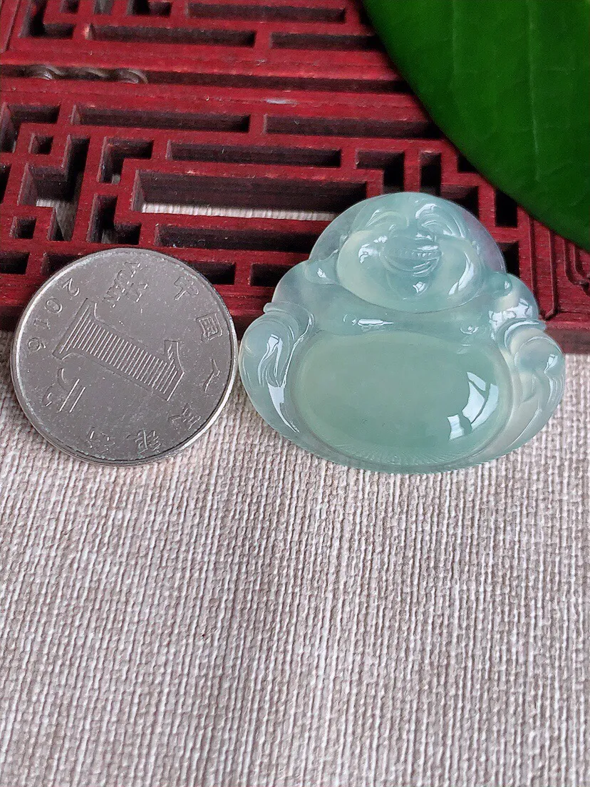 a货翡翠老坑冰种晴水佛公吊坠 尺寸31.5×35.7×6mm 重量11.66g 0701