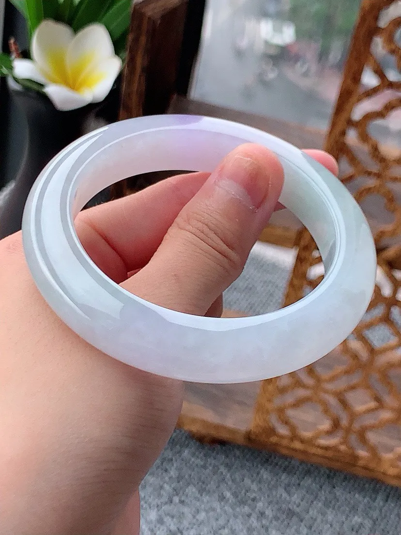 a货翡翠老坑紫罗兰厚装正装正圈手镯57-58圈口  尺寸57×12.2×9.9mm 重量75.80g 0620