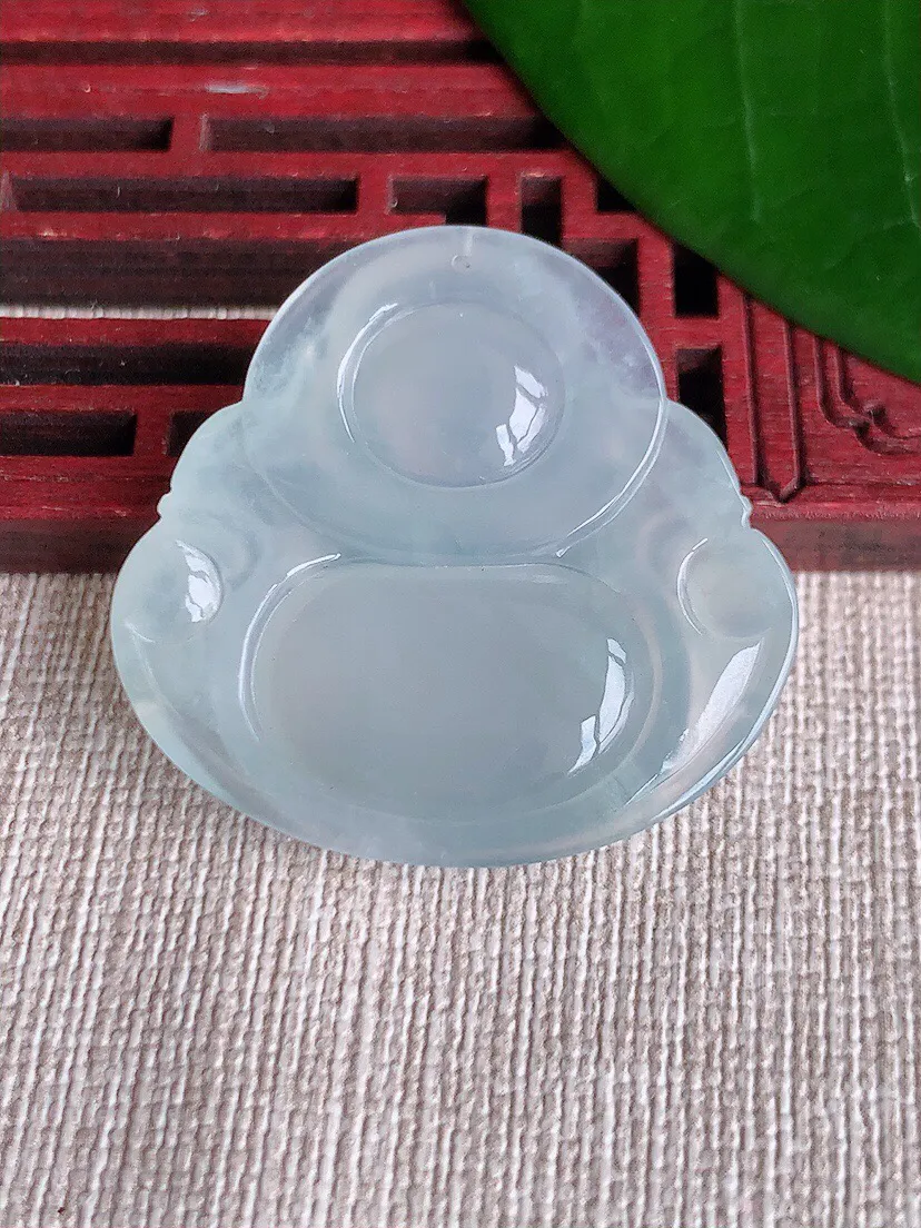 a货翡翠老坑冰种佛公吊坠，尺寸33×34.6×6mm 重量10.90g 0701