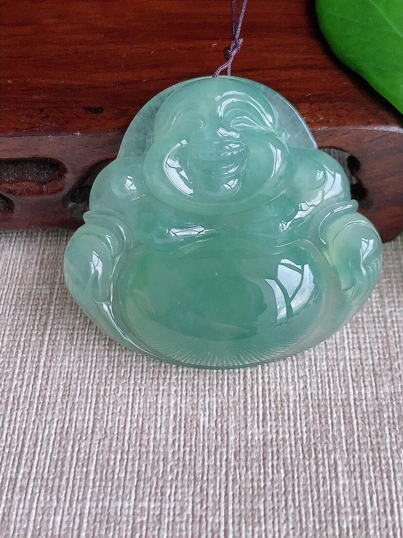 a货翡翠老坑冰种晴水大佛公吊坠 尺寸41.8×45.8×10mm 重量27.90g 0701