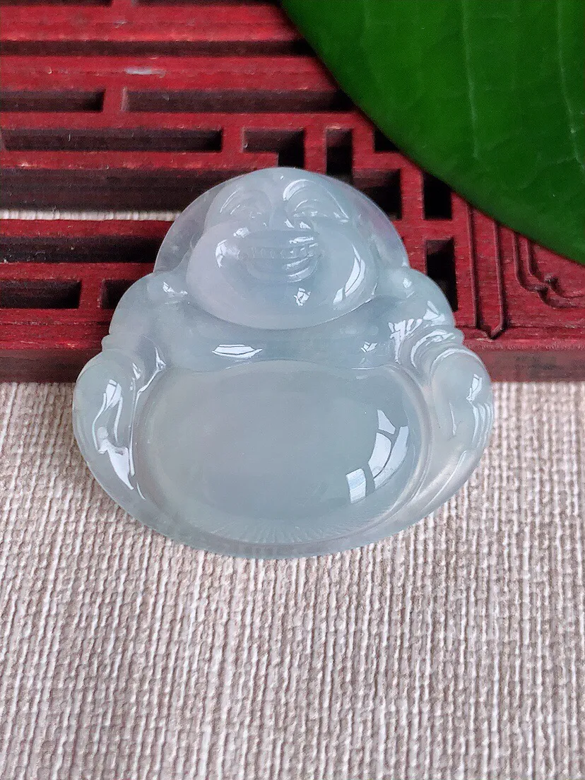a货翡翠老坑冰种佛公吊坠，尺寸33×34.6×6mm 重量10.90g 0701