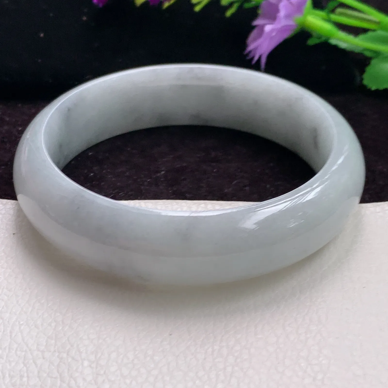 zjf大圈口轮胎镯 62.5*17.3*9缅甸翡翠手镯飘花玉镯正圈宽边平安镯