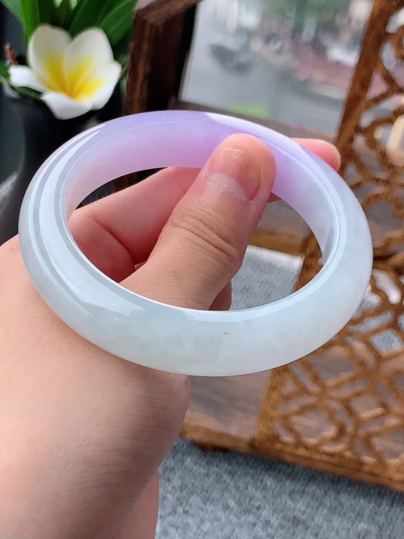 a货翡翠老坑紫罗兰厚装正装正圈手镯56-57圈口  尺寸56.5×12.8×9mm 重量71.75g 0620
