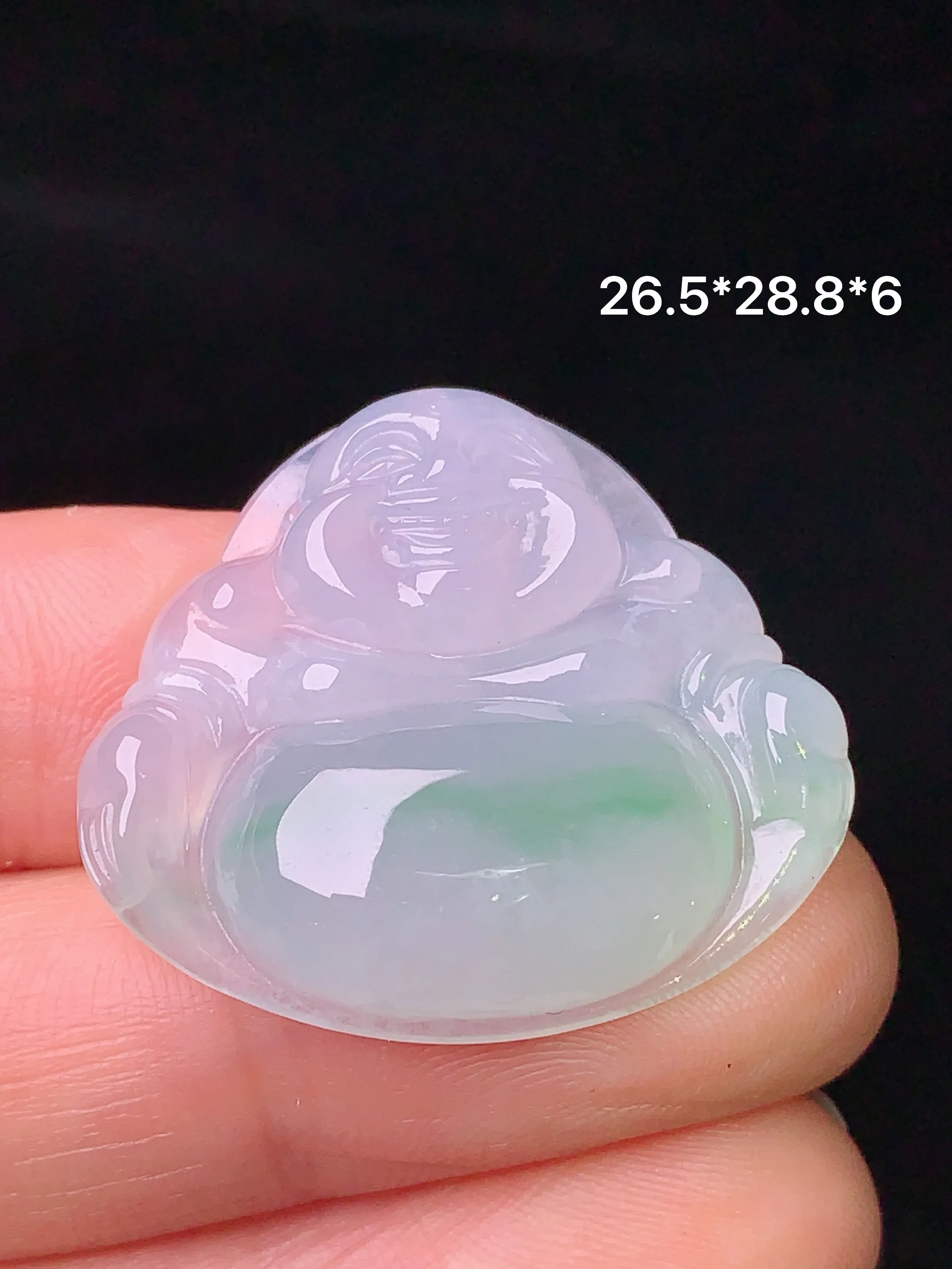 飘绿佛公吊坠 玉质细腻 色泽艳丽 整体尺寸26.5*28.8*6
