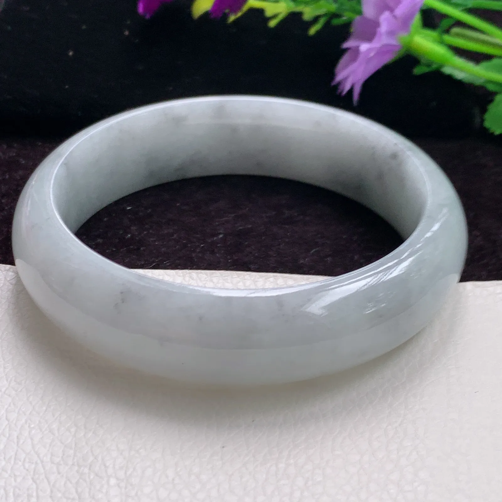 zjf大圈口轮胎镯 62.5*17.3*9缅甸翡翠手镯飘花玉镯正圈宽边平安镯