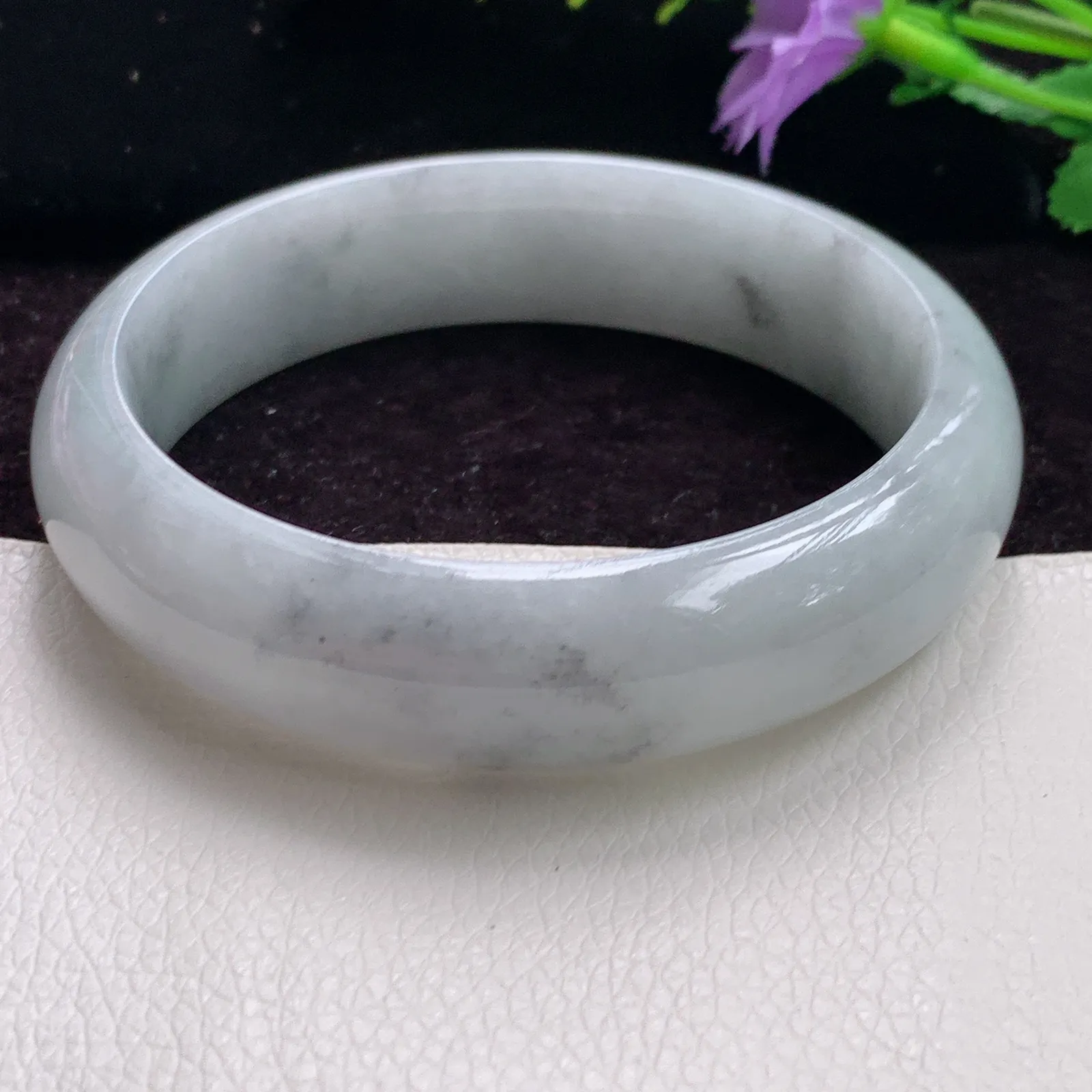 zjf大圈口轮胎镯 62.5*17.3*9缅甸翡翠手镯飘花玉镯正圈宽边平安镯
