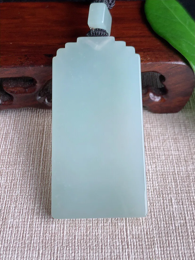 a货翡翠老坑冰种晴水仿古无事牌吊坠 尺寸56.3×28×5.5mm 重量32.66g 0701