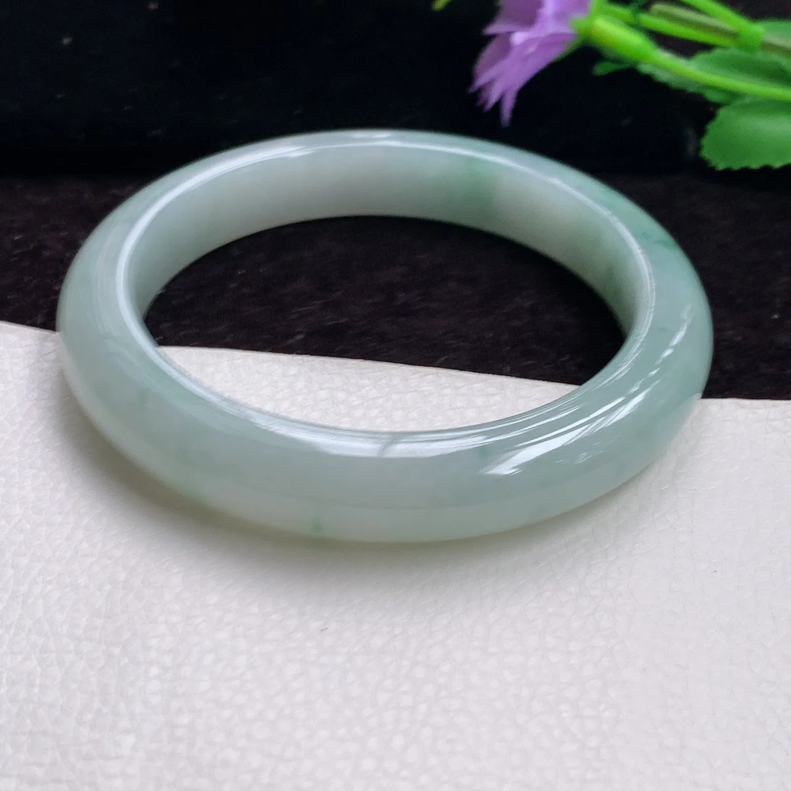 lyy大圈口60*11.5*9.3缅甸翡翠手镯冰胶飘花玉镯正圈宽边平安镯