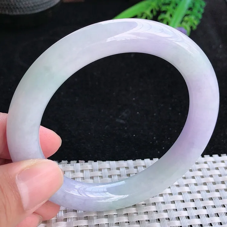 自然光59/11.2/10.8老坑秀气冰润紫罗兰圆条手镯翡翠玉镯美人镯