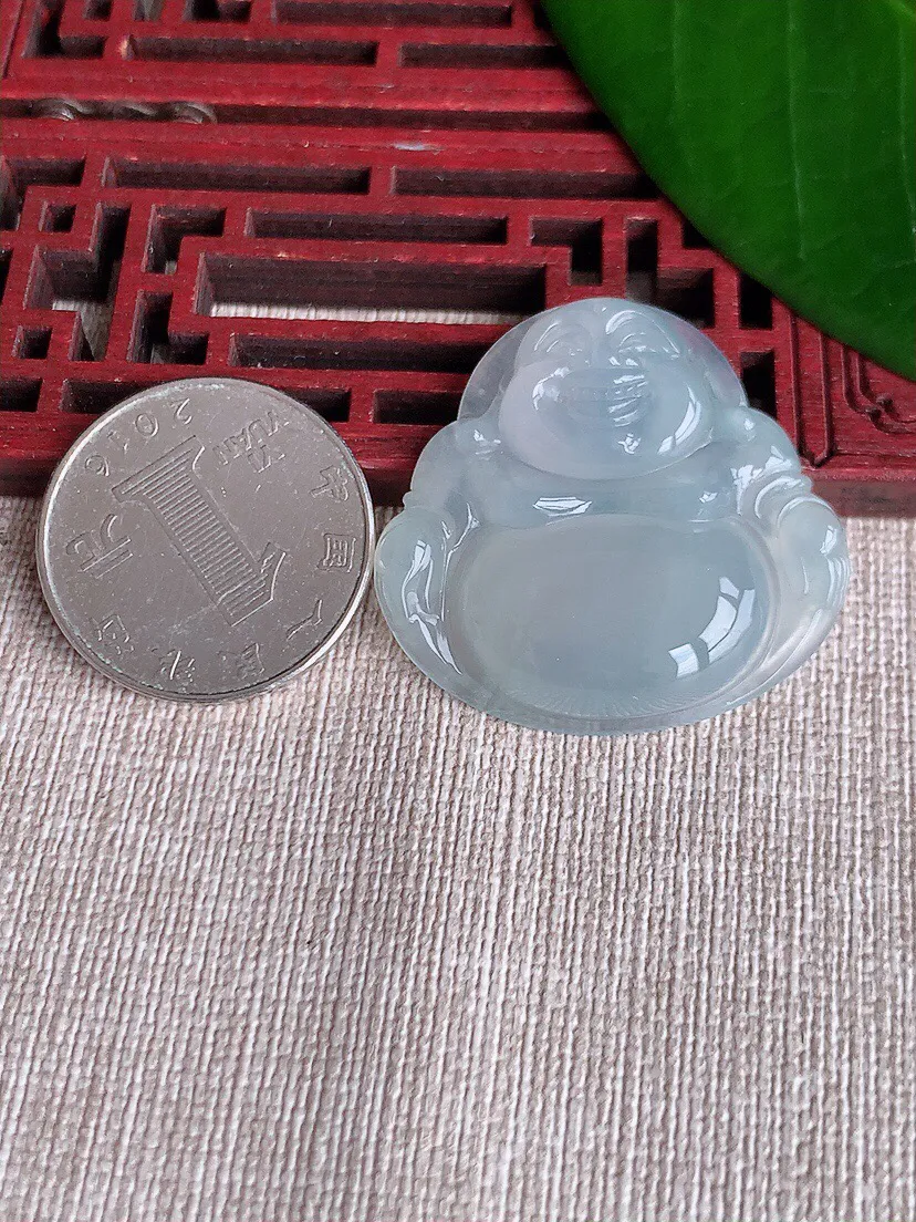 a货翡翠老坑冰种佛公吊坠，尺寸33×34.6×6mm 重量10.90g 0701