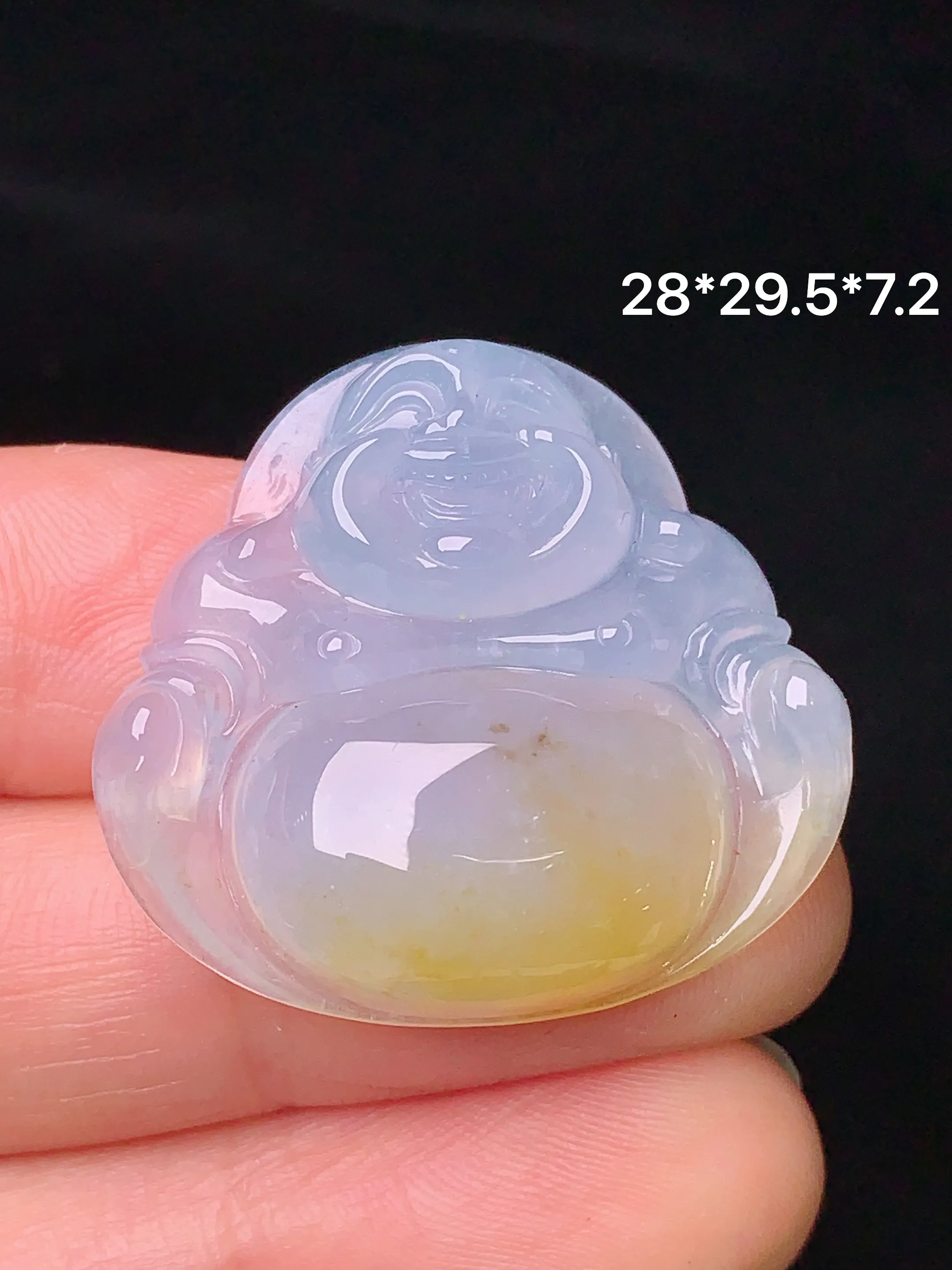 飘黄翡佛公吊坠 玉质细腻 色泽艳丽 整体尺寸28*29.5*7.2