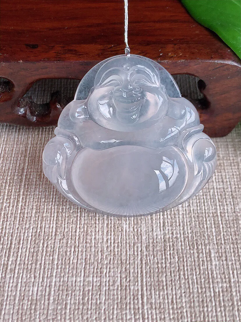 a货翡翠老坑冰种白月光大佛公吊坠 尺寸36×38.2×8mm 重量16.73g 0702