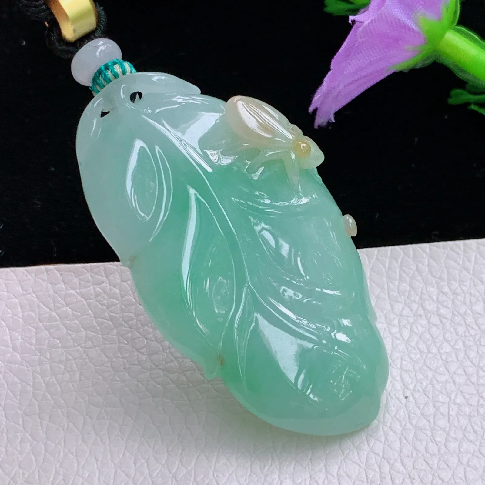 mut实拍50*27.6*10.5天然翡翠精雕冰双彩大业有成 一鸣惊人玉吊坠