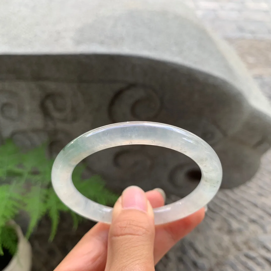 圈口54.1-7.4 【冰种飘花圆条手镯】圆条54 55可戴