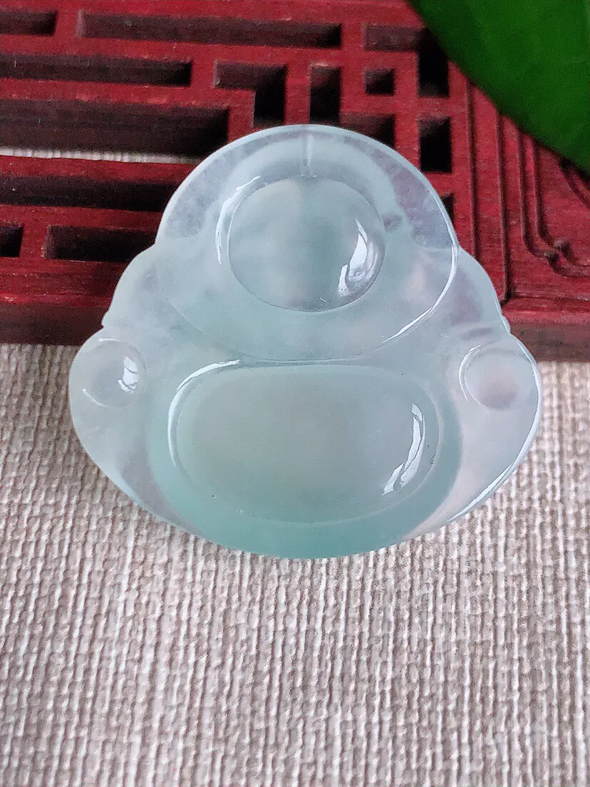 a货翡翠老坑冰种晴水佛公吊坠 尺寸30.4×32.4×6mm 重量9.14g 0702