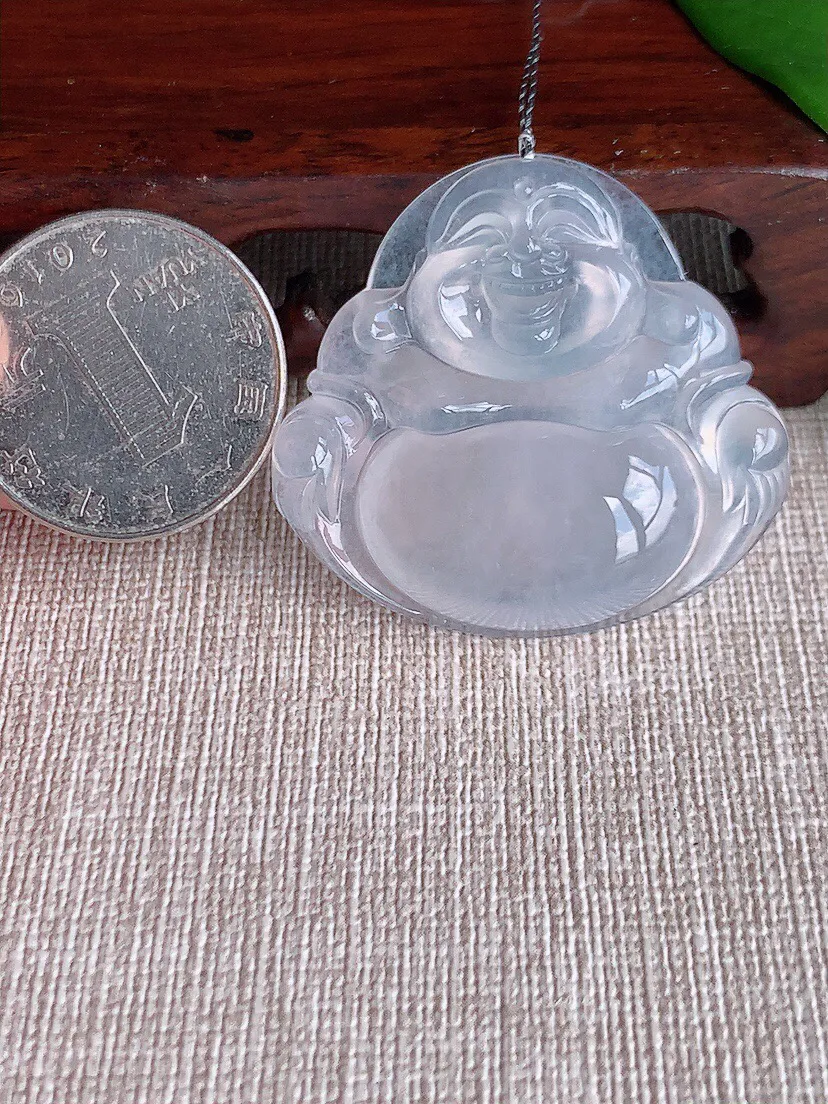 a货翡翠老坑冰种白月光大佛公吊坠 尺寸36×38.2×8mm 重量16.73g 0702