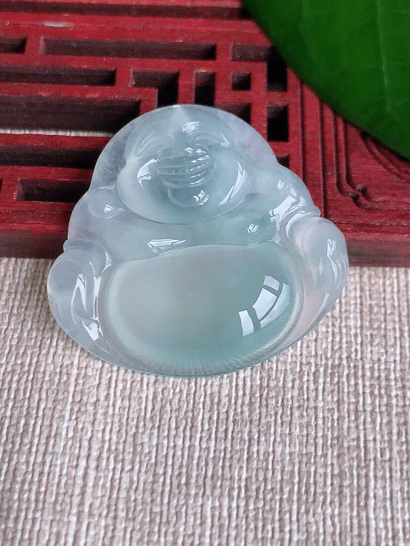 a货翡翠老坑冰种晴水佛公吊坠 尺寸30.4×32.4×6mm 重量9.14g 0702