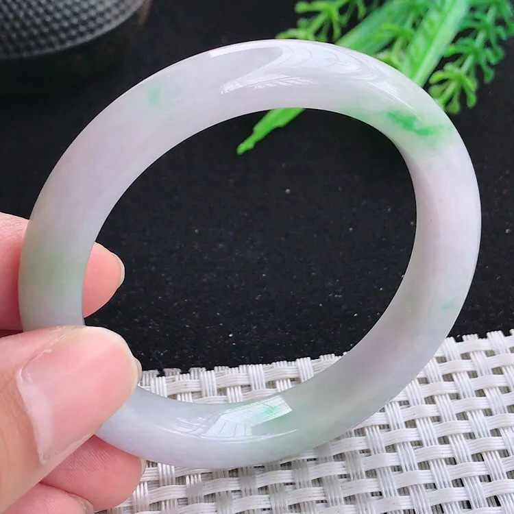 自然光51.5/9.7/8.5小圈口老坑冰润水灵飘绿手镯翡翠玉镯收藏美人镯